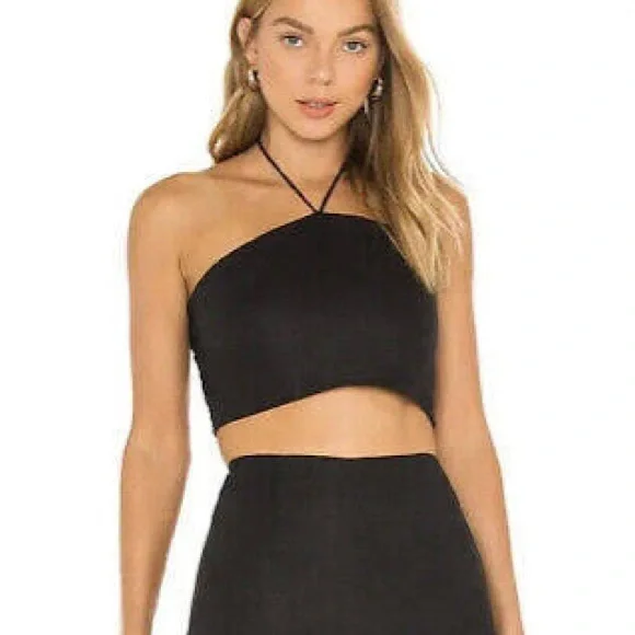 Faithfull the Brand Linen Black Halter Top - Picture 2 of 3
